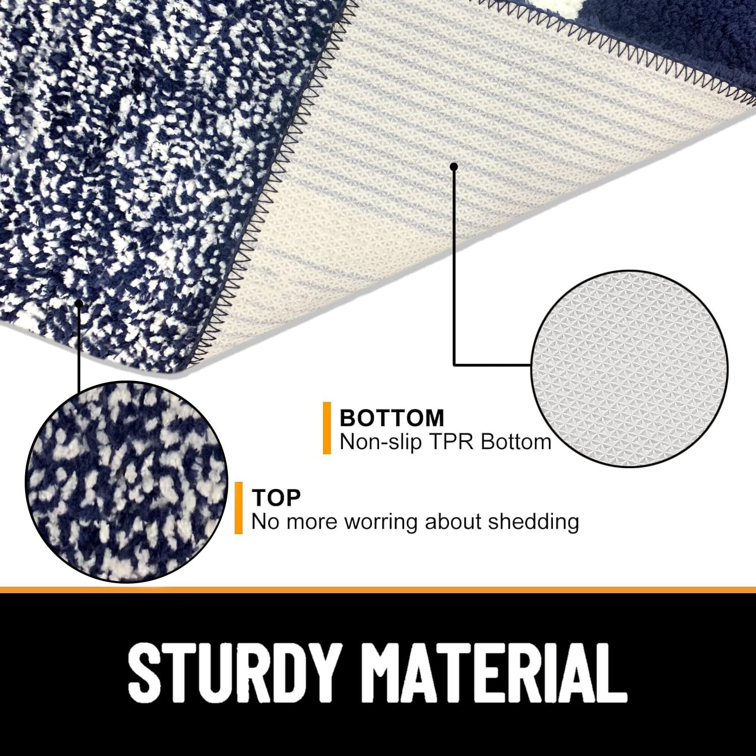 Columbia Bath Mat for Bathroom(Navy Blue, 38x58 cm)