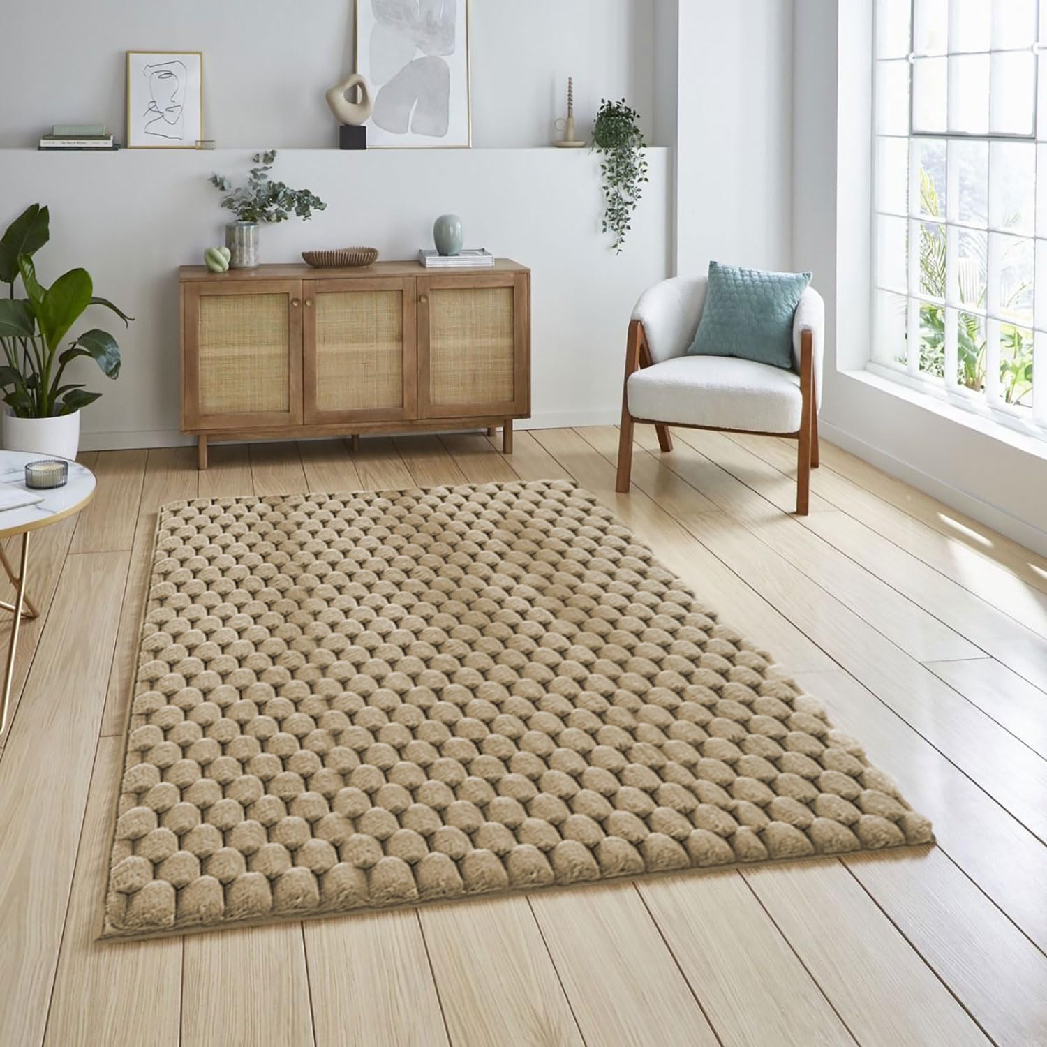 Turtle Rabbit Fur Carpet (4x6 Feet, Beige)