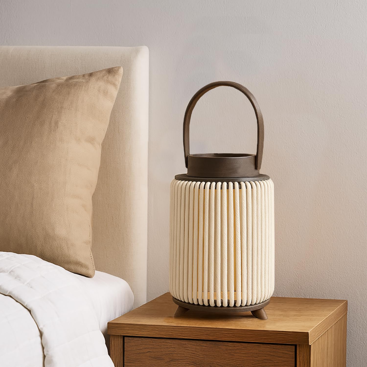 Hanging  Bamboo Lamps ( 26x17x17 cm ) Beige