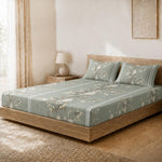 Double Bedsheet with 2 Pillow Covers Premium 240 TC 100% Cotton Feel ( King Size Green 108x108 inch )