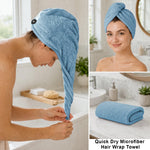 Microfibre Hair Towel Wrap for Women and Men ( 23x63.5 cm, Beige) Pack Of 2