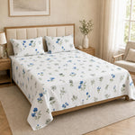 King Size Double Bedsheet with 2 Pillow Covers Premium Wildflower Printed  90x100 inch