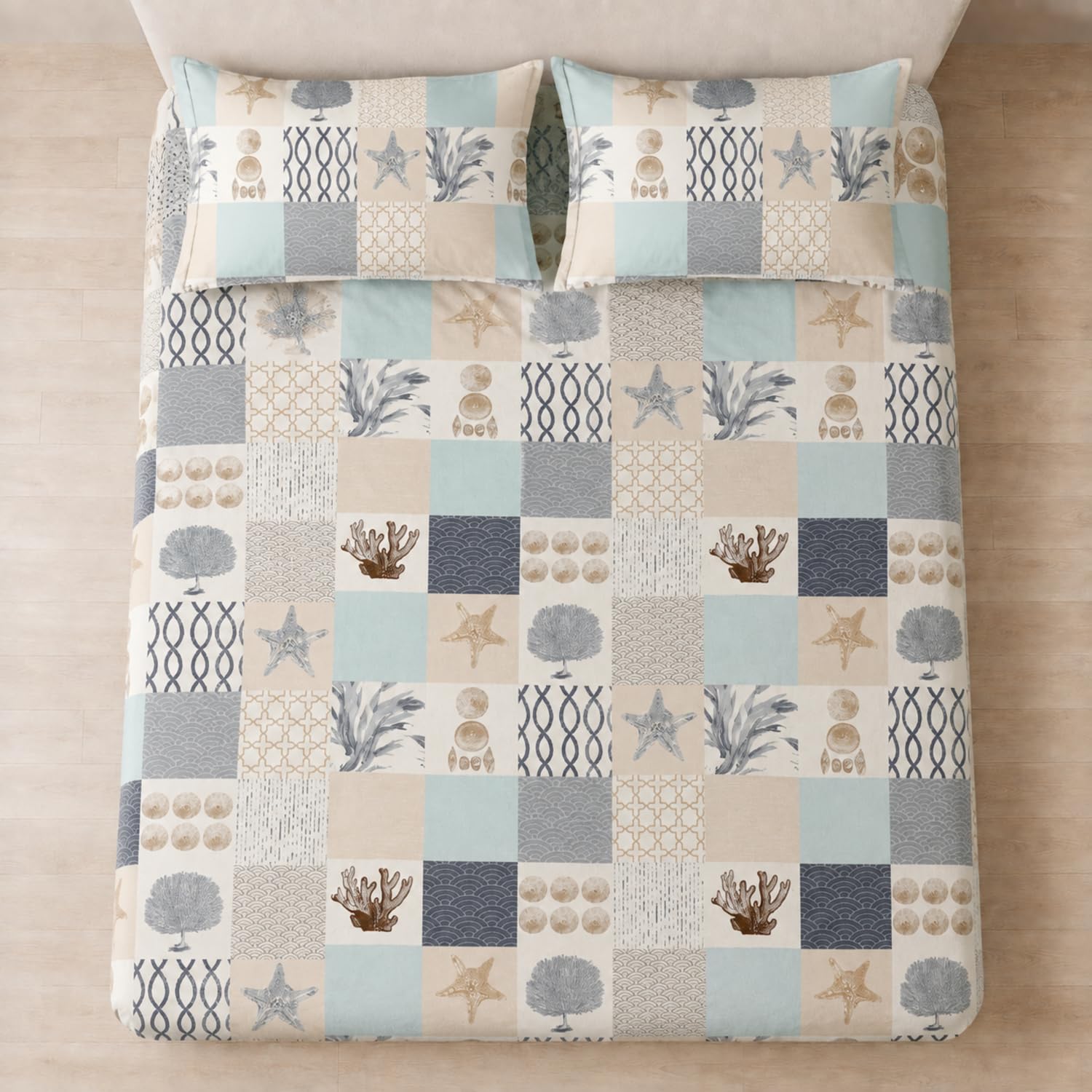 Double Bedsheet with 2 Pillow Covers 220 TC 100% Cotton Feel ( King Size Cream 90x100inch )