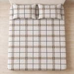 King Size Double Bedsheet with 2 Pillow Covers Premium Classic Plaid Printed Grey 90x100 inch
