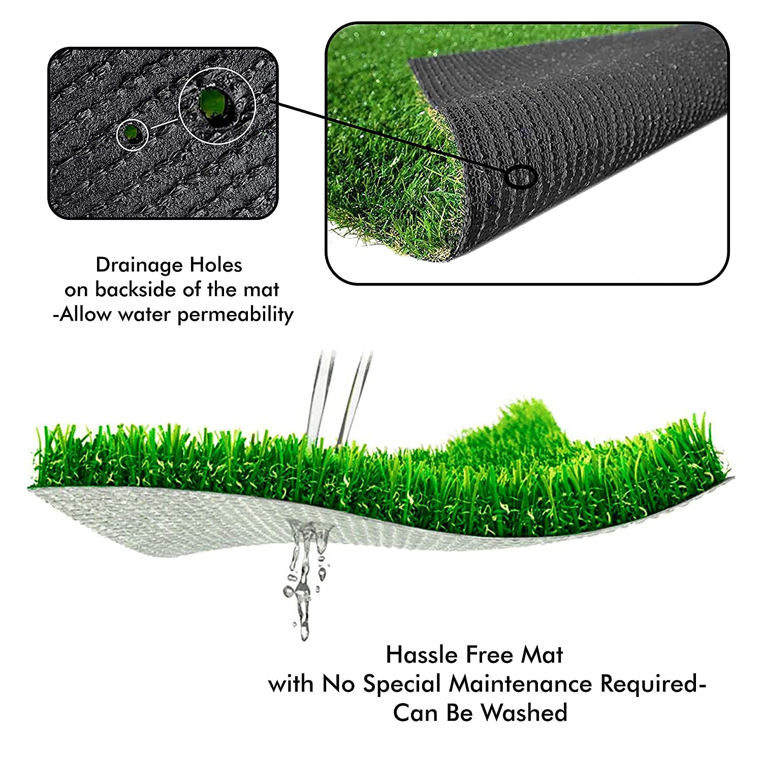 Artificial Grass Mat 35 MM (Green, 3 x 9 ft )