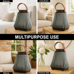 Bamboo Woven Lantern With Handle ( 22x18x18 cm ) Seige