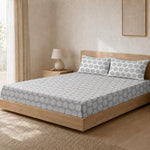 Double Bedsheet with 2 Pillow Covers Premium 240 TC 100% Cotton Feel (King Size Grey 108x108inch )