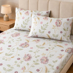 Double Bedsheet with 2 Pillow Covers 220 TC 100% Cotton Feel ( King Size Blush 90x100inch )