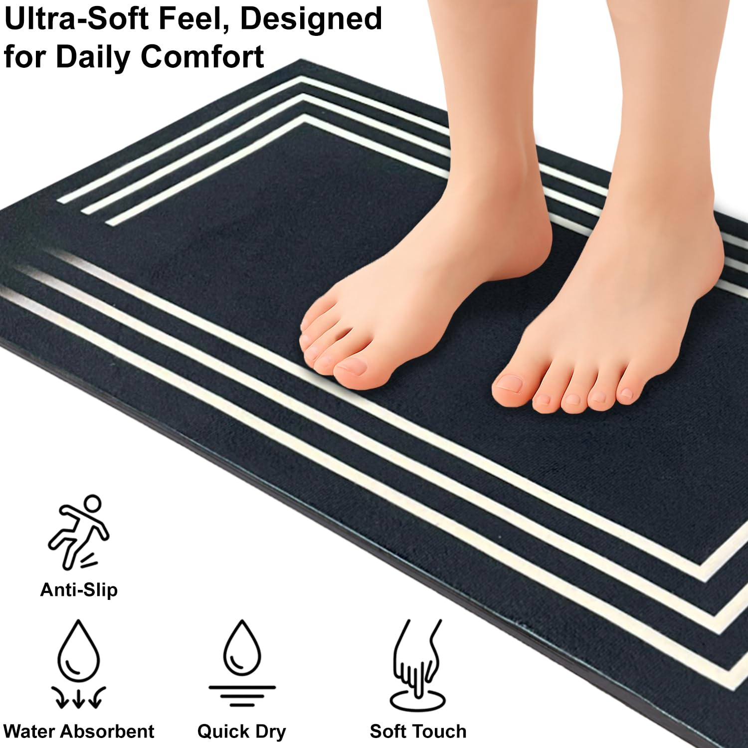 Rubber Doormat Anti Slip (Stripe Design ,35x58 cm)