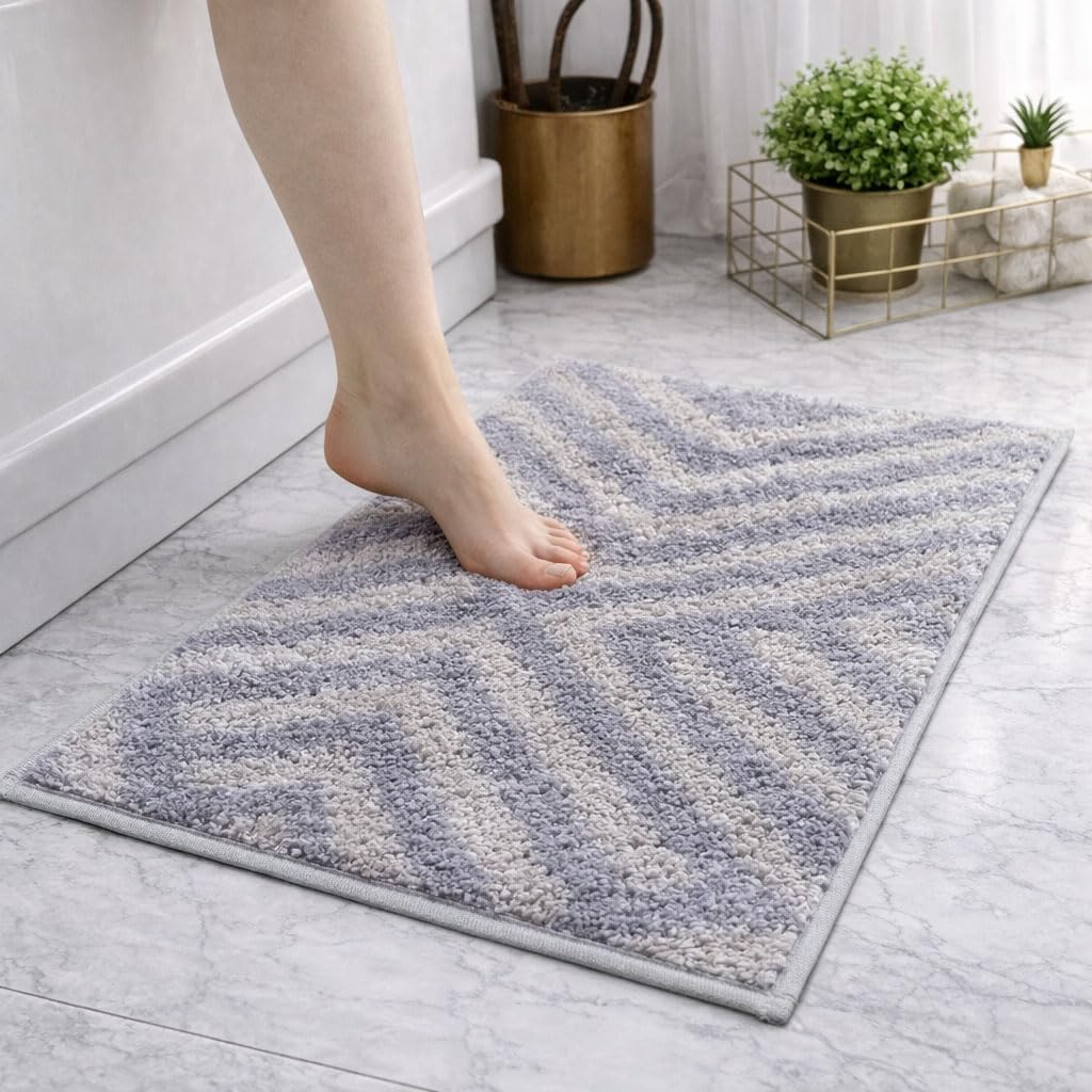 Kyoto Maze Bath Mat Bathroom (40x60 cm, Grey)