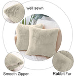 Cushion Cover Duble Side Rabbit Fur Set of 2(16 x 16 inch , Beige)