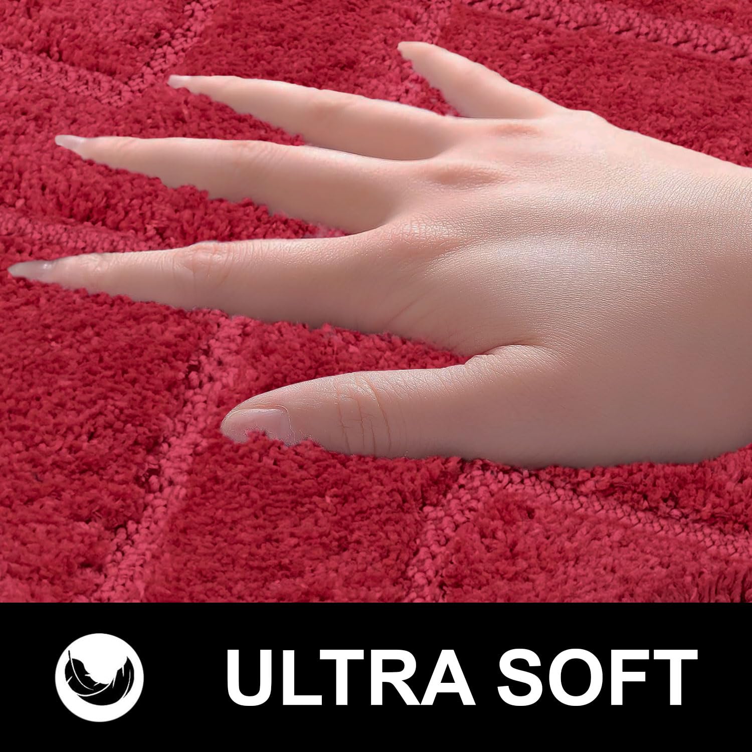 Bath Mat Classic Diamond Microfiber 2200 GSM (40x60 cm, Maroon )