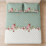 King Size Double Bedsheet with 2 Pillow Covers Premium Sage Blossom Trail Printed 90x100inch