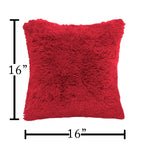 Shaggy Throw Pillow Covers Pack of 2 (16x16 Inches, Maroon)