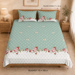 Double Bedsheet with 2 Pillow Covers 220 TC 100% Cotton Feel ( Sage , 90x100inch )