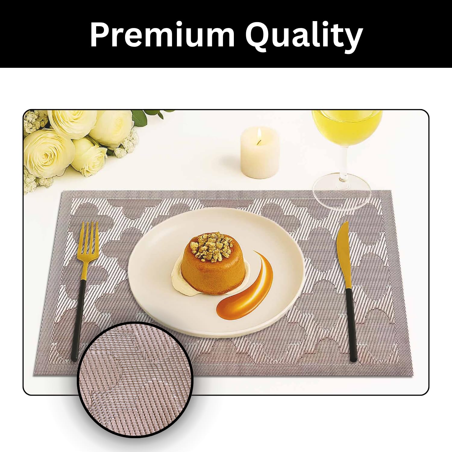 Curves Design Placemat for Dining Table Set of 2(30x45 CM Brown)