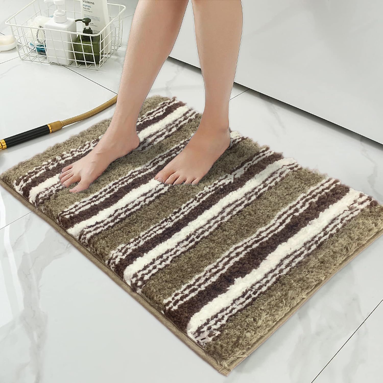 Capetown Bath Mat for Bathroom (Taupe, 40x60 cm)