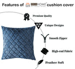 Cushion Cover Double Side Rabbit Fur Pack of 2 (16 x 16 inch ,Blue)