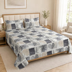 Double Bedsheet with 2 Pillow Covers Premium 240 TC 100% Cotton Feel (108x108 inch ,  Grey )