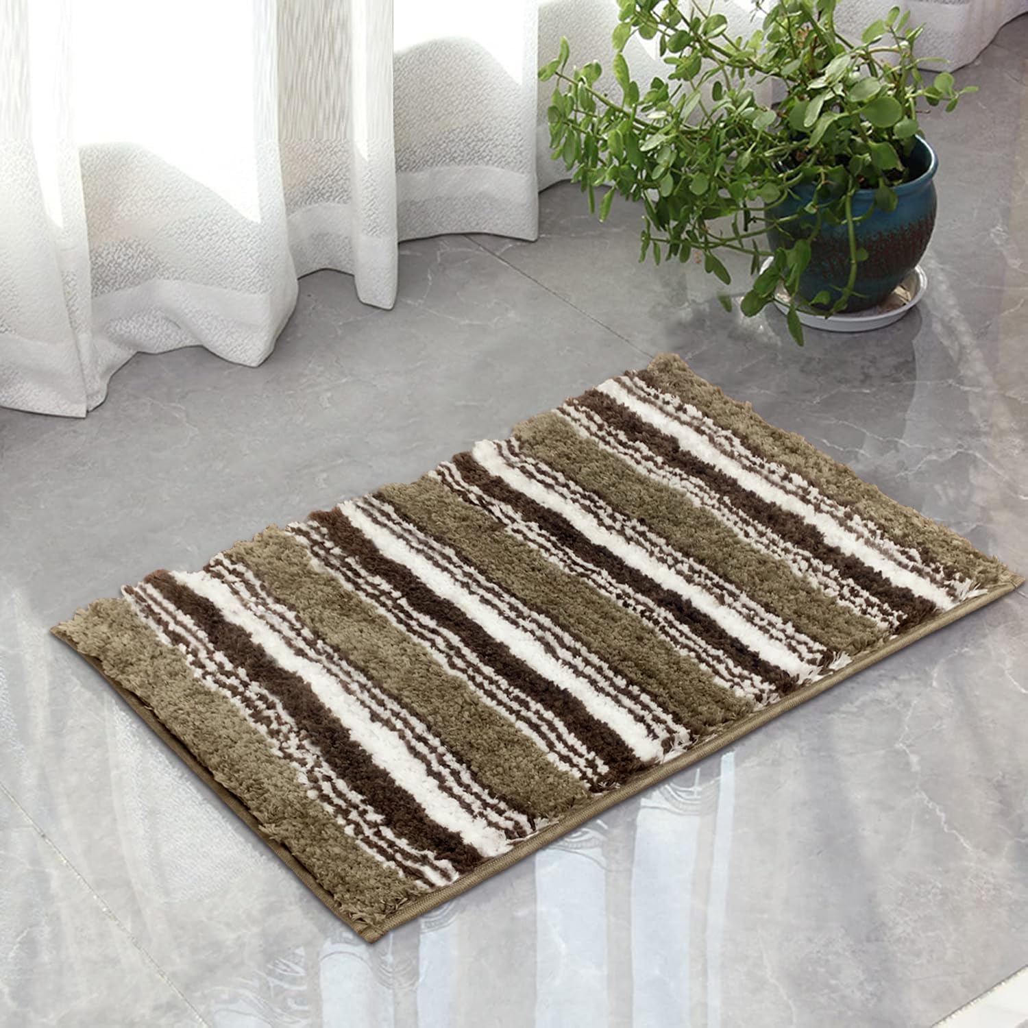 Capetown Bath Mat for Bathroom (Taupe, 40x60 cm)