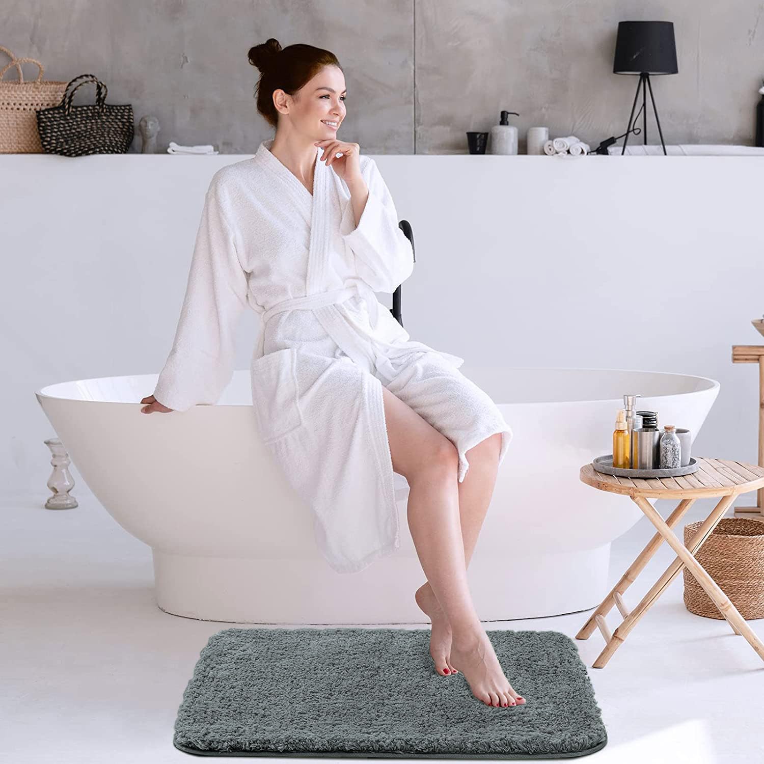 Vegas Microfiber Mats For Bathroom (45X75 Cm, Grey)