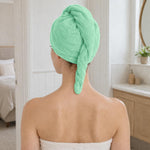 Microfibre Hair Towel Wrap for Women and Men ( 23x63.5 cm, Green ) Pack Of 2