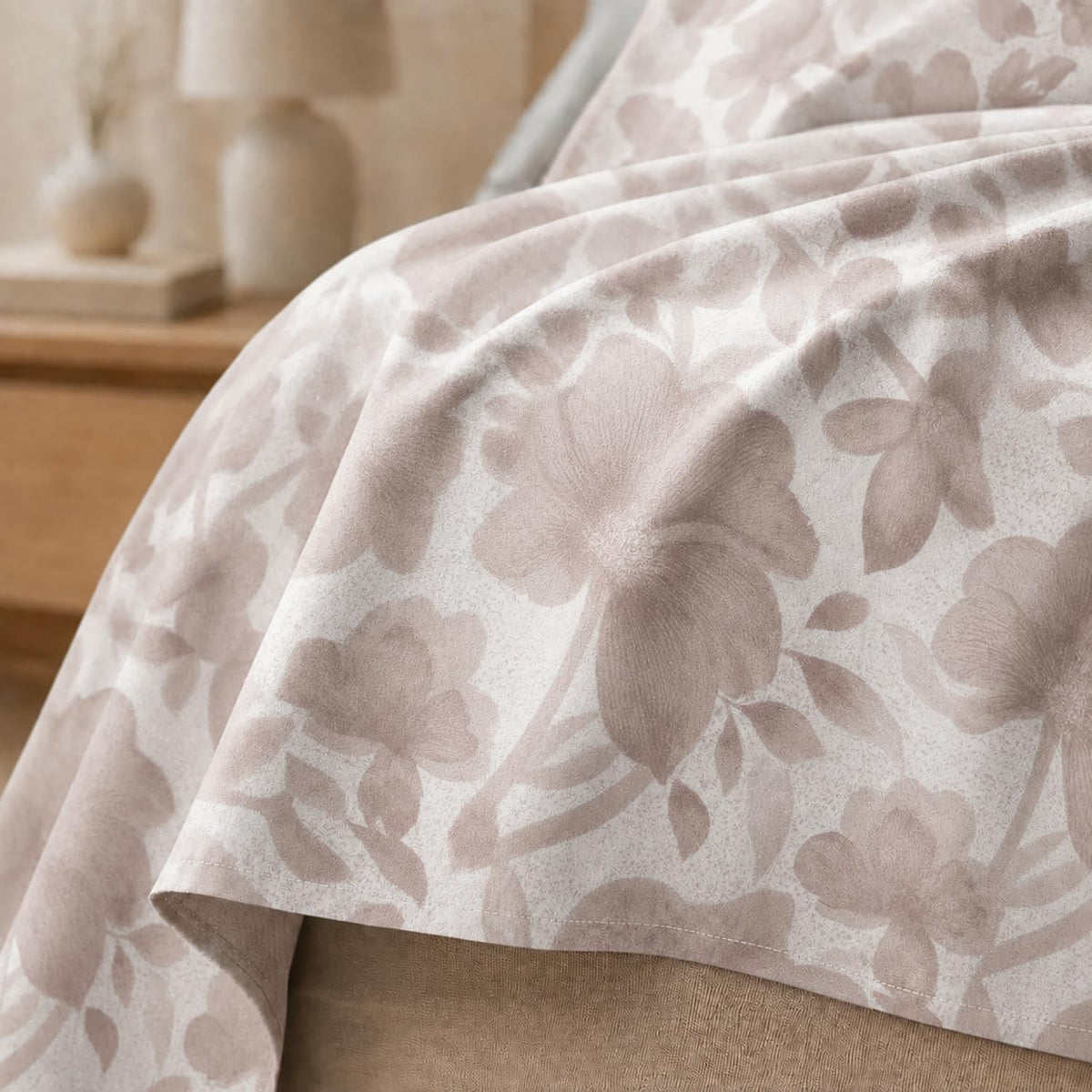 Double Bedsheet with 2 Pillow Covers Premium 240 TC 100% Cotton Feel King Size ( Taupe 108x108 inch )
