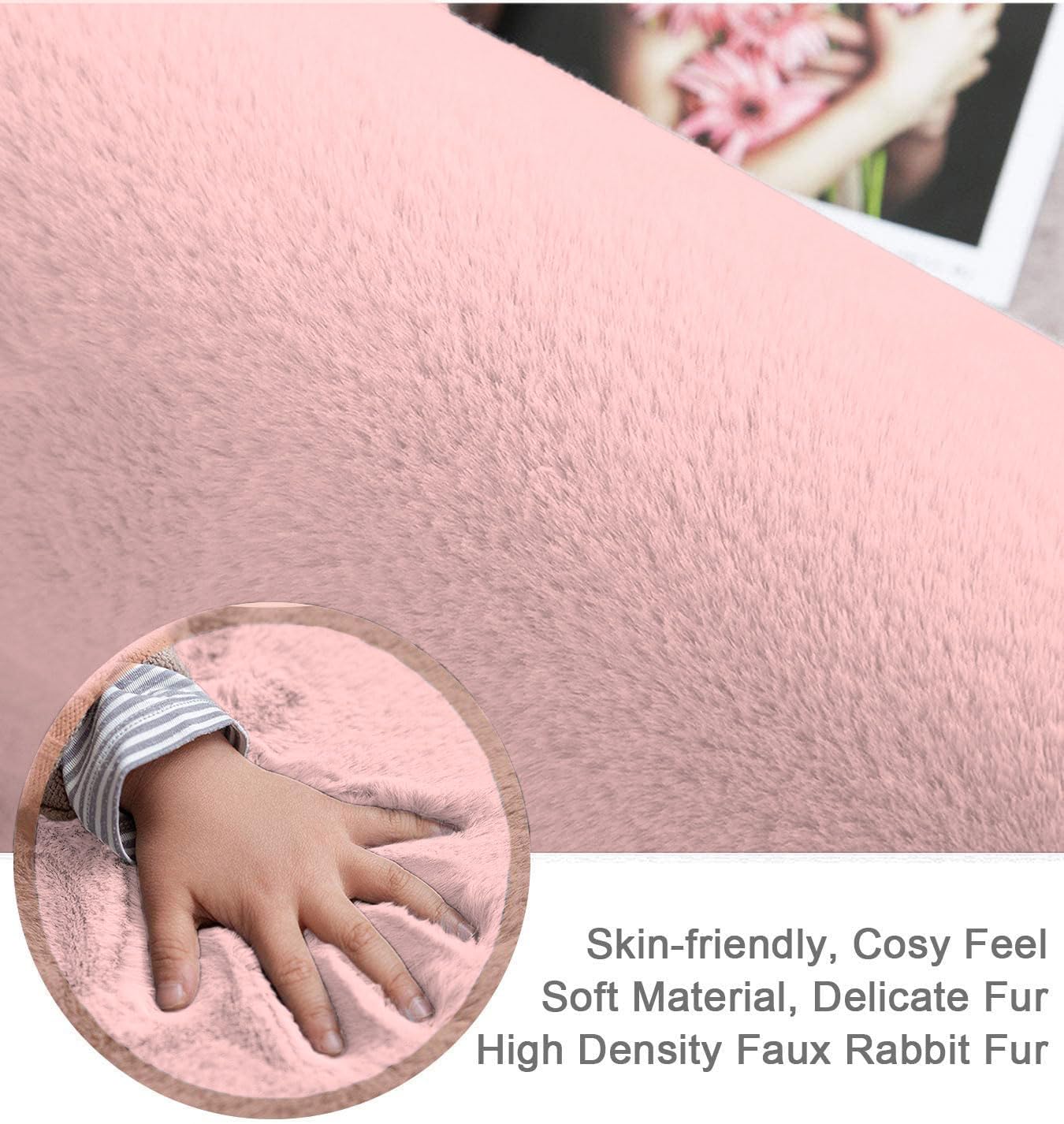 Rabbit Fur Soild RunnerSuper Soft (Peach, 2x5 Feet)