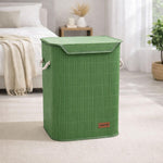 Rectangle Bamboo Laundry Basket for Clothes(Green, 40x30x50 cm)