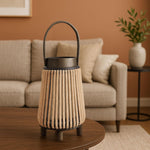 Bamboo Woven Lantern With Handle ( 23x15x15 cm ) Gold