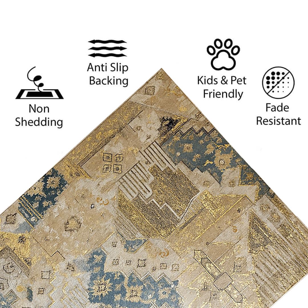 Polyester Abstract Carpet Anti Skid  (3x5 Feet, Multicolor)