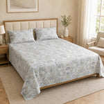 Double Bedsheet with 2 Pillow Covers 220 TC 100% Cotton Feel ( King Size Sage Green 90 x 100 inch )