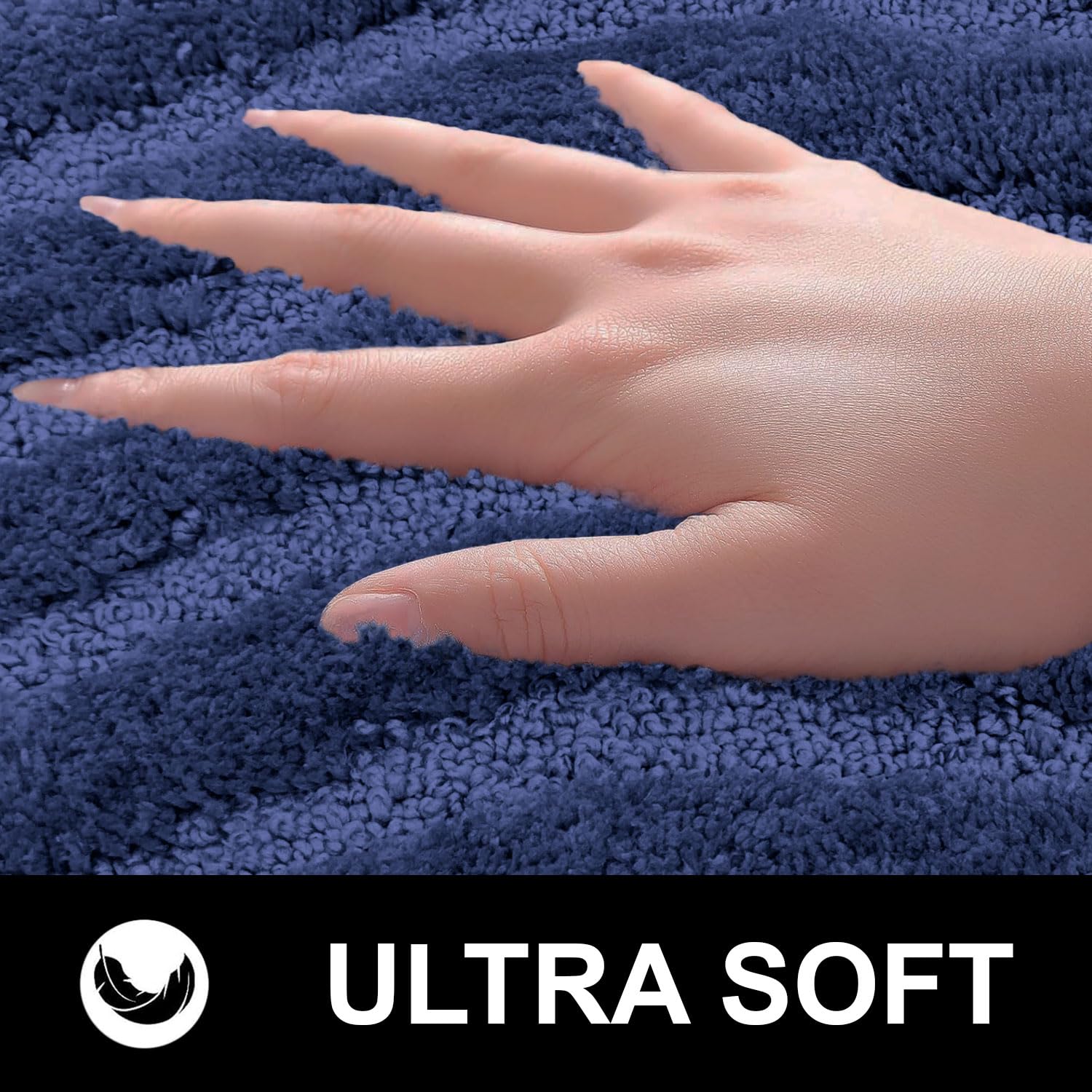 Bath Mat Classic Waves Microfiber 2200 GSM (40x60 cm, Blue)