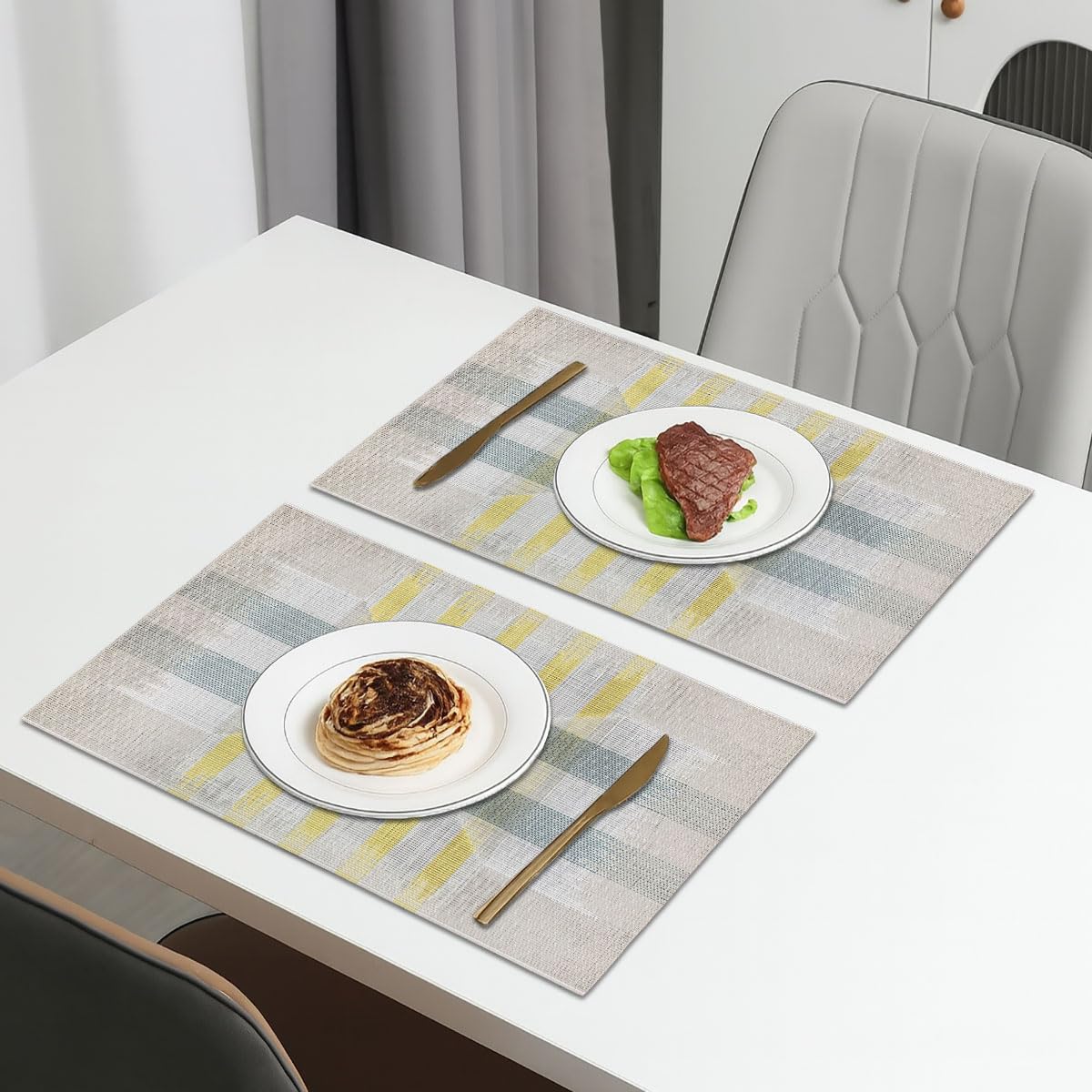 Cross Design Placemat for Dining Table Set of 2(30x45 CM White)