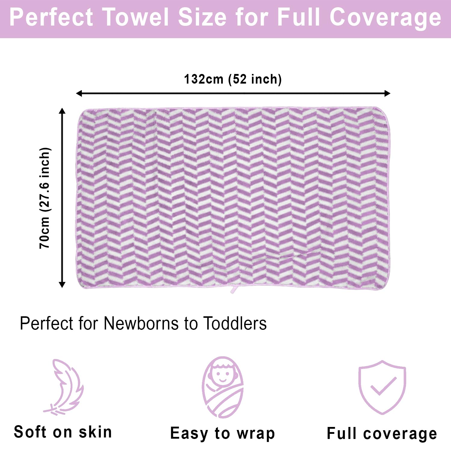 Microfibre Bath Towel for Kids Boys Girls ( 70x132cm , Lavender )