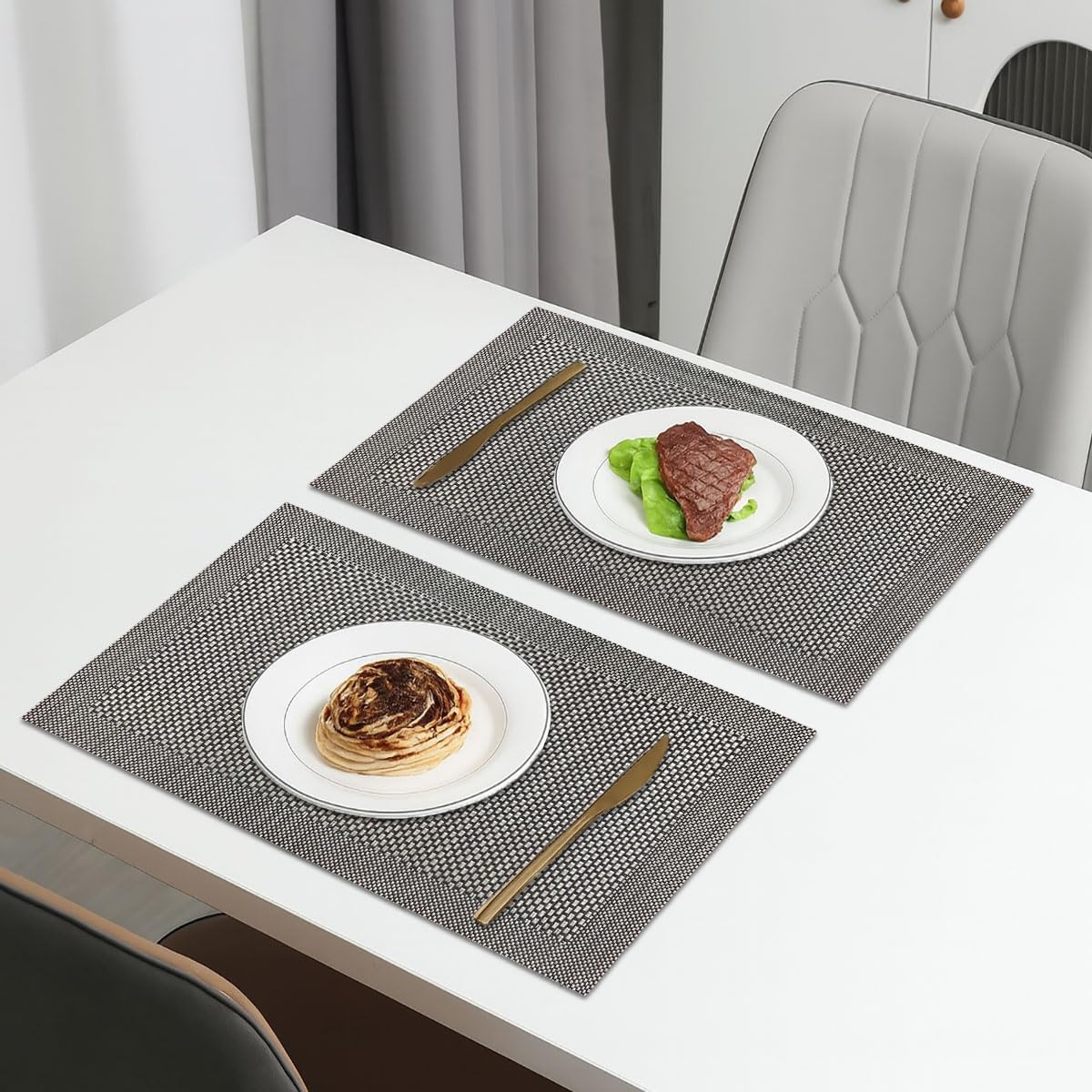 Dining Table Placemat Set of 2 (30x45 CM Black )