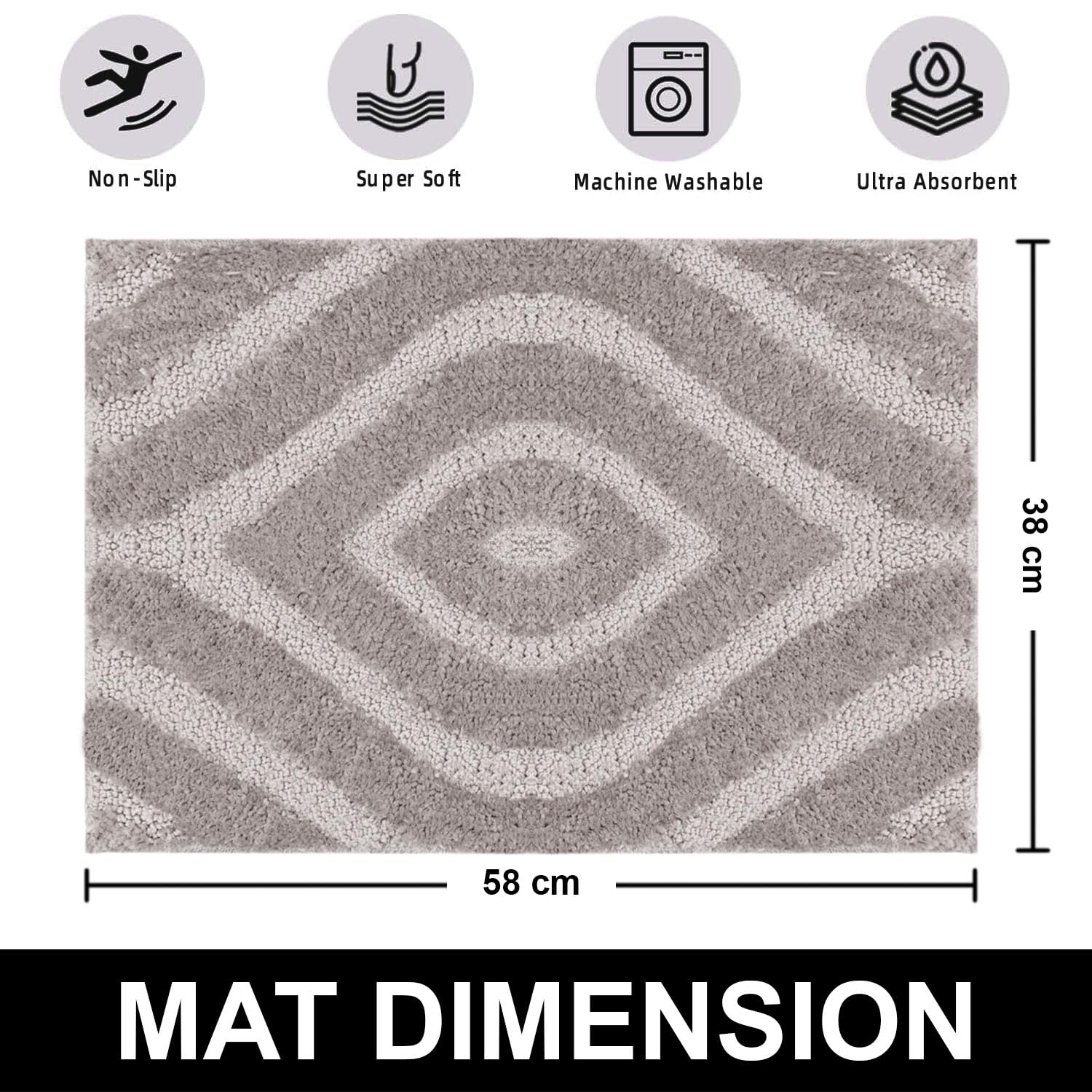 Scotland Diamond Bathmat Mat Pack Of 2 (38x58 cm, Grey)