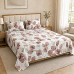 Double Bedsheet with 2 Pillow Covers 220 TC 100% Cotton Feel ( King Size Mauve 90x100inch )