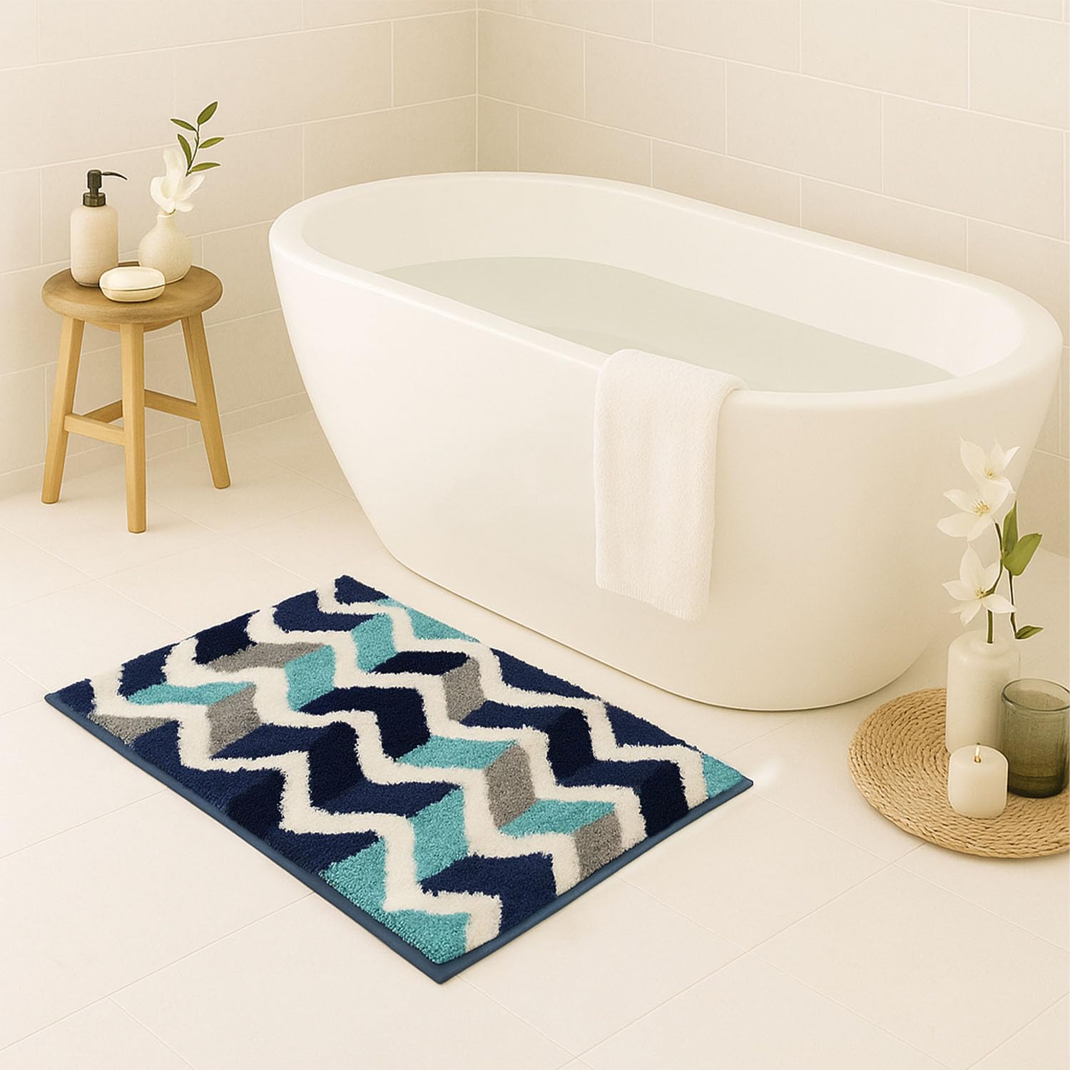 Macau ZigZag Bath Mat (40x60 cm,Blue)