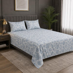 Double Bedsheet with 2 Pillow Covers 220 TC 100% Cotton Feel King Size( Blue , 90x100inch )