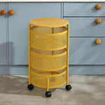 3-Tier Revolving Kitchen Trolley with Wheels (Gold 32x32x60)