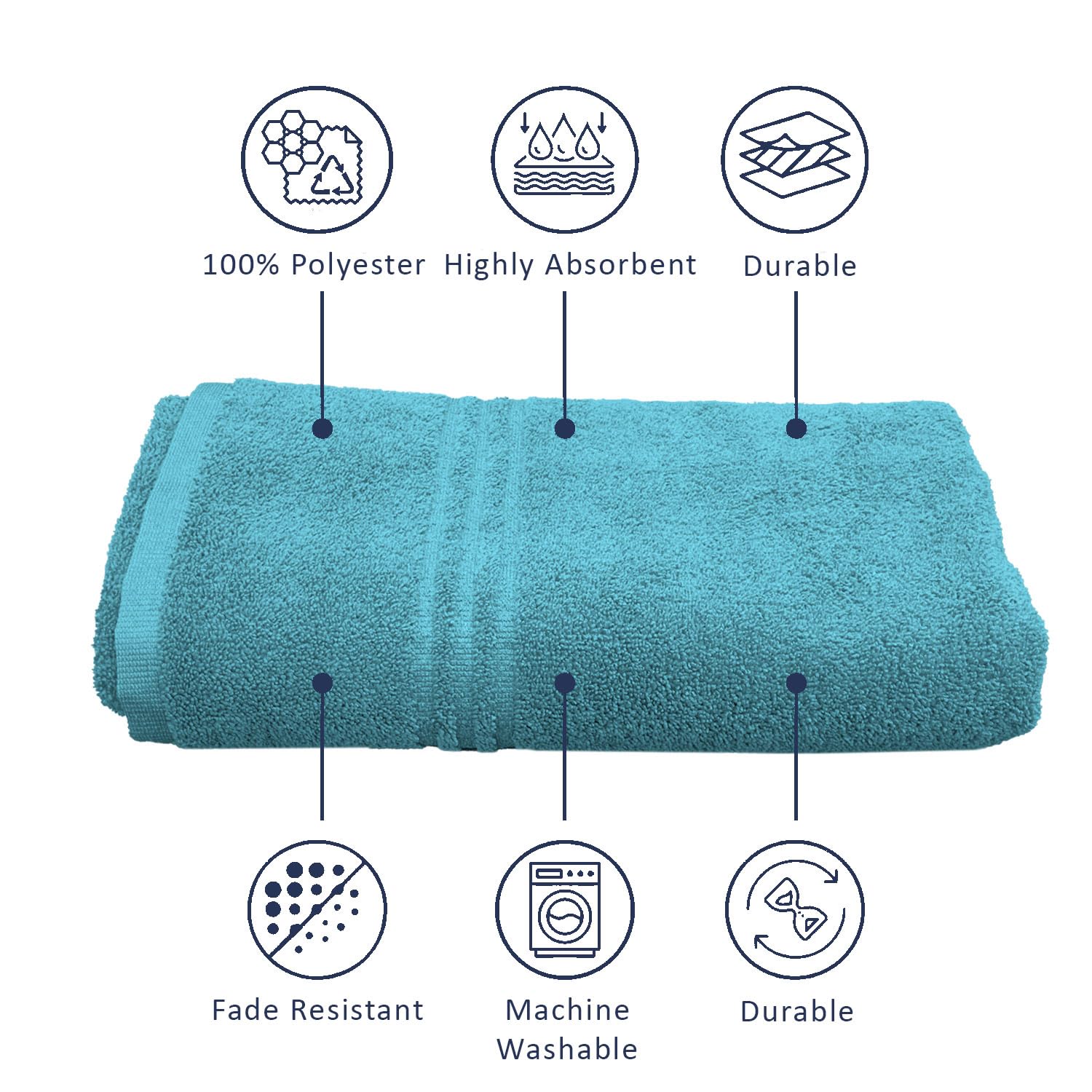 Bamboo Micro Bath Towel – 400 GSM ( 70x140 cm , Aqua)