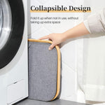 Tall Laundry Hamper with Bamboo Frame  (40L x 30W x 60H cm ,Grey)