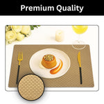 Luxe Home International PVC Vinyl Foam Design Placemat STPG127 – Heat Resistant, Wipe Clean, Anti-Skid Table Mats for Dining Table, Kitchen & Home Decor (30x45 CM Brown Set of 6)