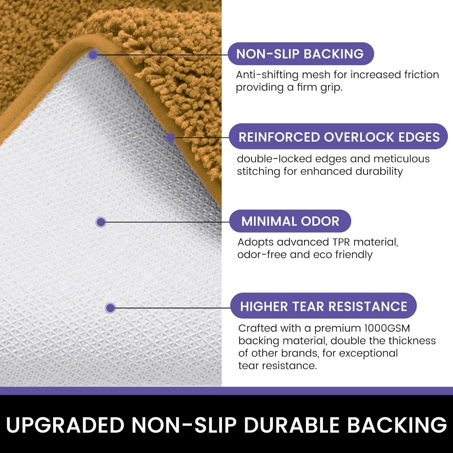 Newman Microfiber Bathmat 2500 GSM (45X75 Cm,Gold)