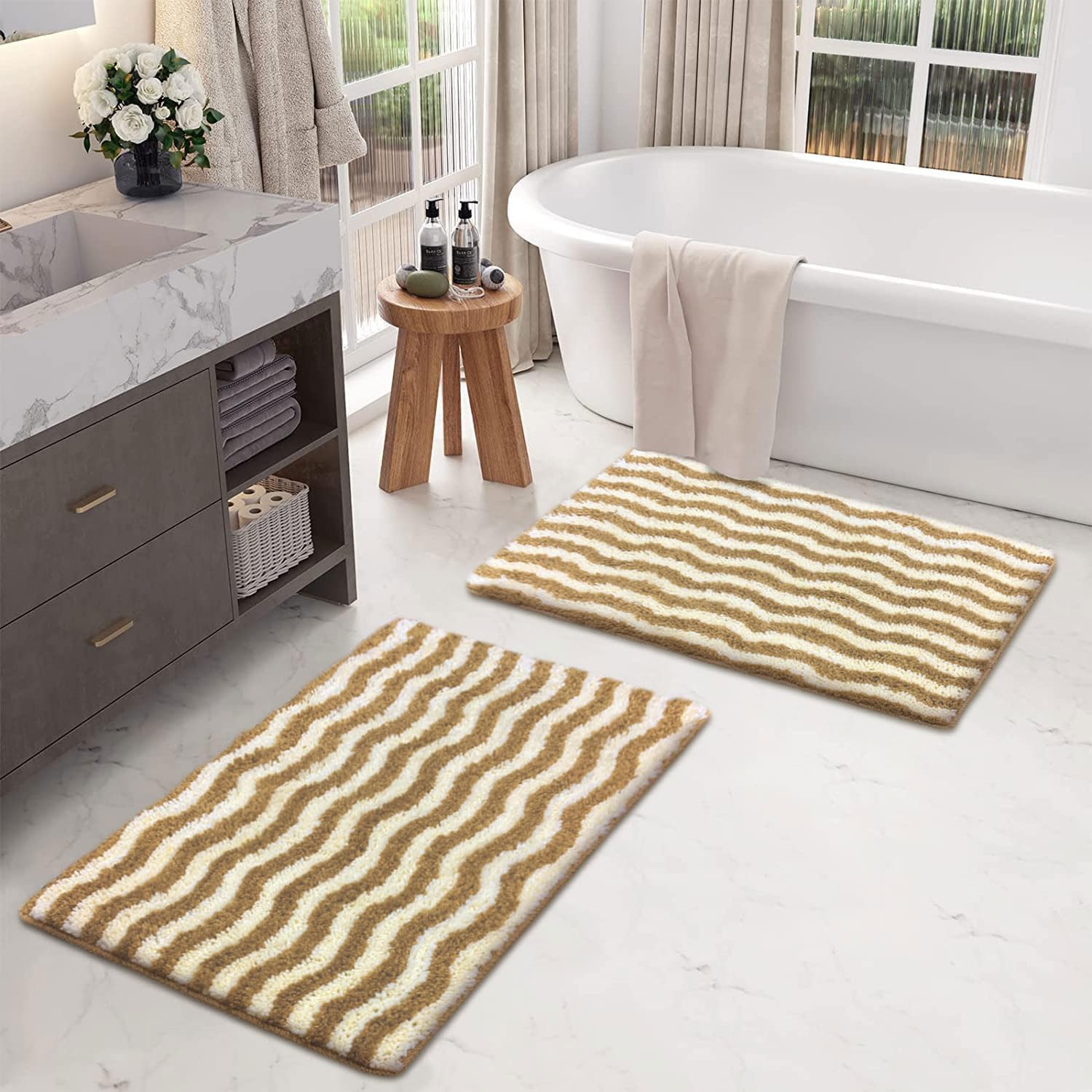 Berlin Bath Mat Super Sof Mat Pack of 2(38x58 cm ,Tabacco)