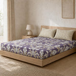Double Bedsheet with 2 Pillow Covers 220 TC 100% Cotton Feel ( King Size Purple 90x100inch )