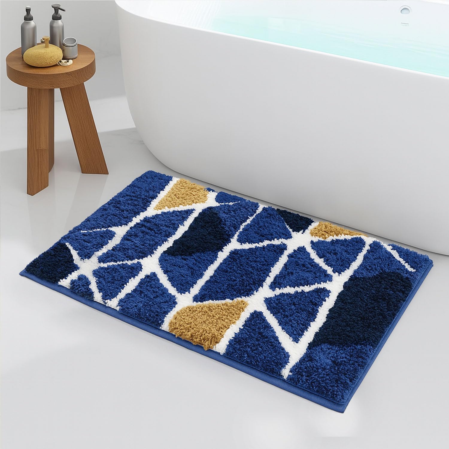 Macau Trangle Bath Mat (40x60 cm,Blue)