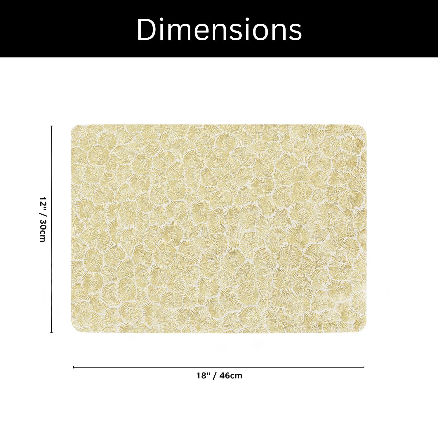 Luxe Home International PVC Vinyl Floral Design Placemat ST004FL – Heat Resistant, Wipe Clean, Anti-Skid Table Mats for Dining Table, Kitchen & Home Decor (30x45 CM Gold Set of 6)