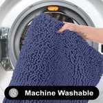 Chenille Contour Bath Mat for Bathroom (Navy , 47x47cm)
